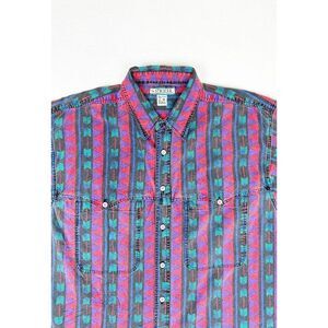 Vintage 90s Striker Western Shirt Medium Red Purple Southwestern